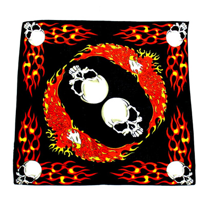 Zac's Alter Ego - Eagle, Flames with skulls Bandana - Black/Red
